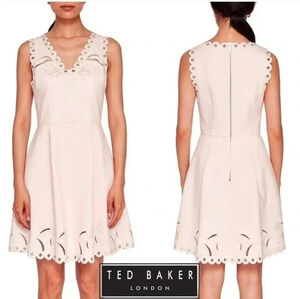 Ted Baker EMALISE Embroidered Skater Eyelet Lace Cutout Babydoll Dress(4)USA(10)